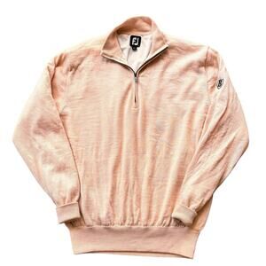 Footjoy Sweater Large Wool Windbreaker Lined Hybrid 1/4 Zip Pullover Cream**